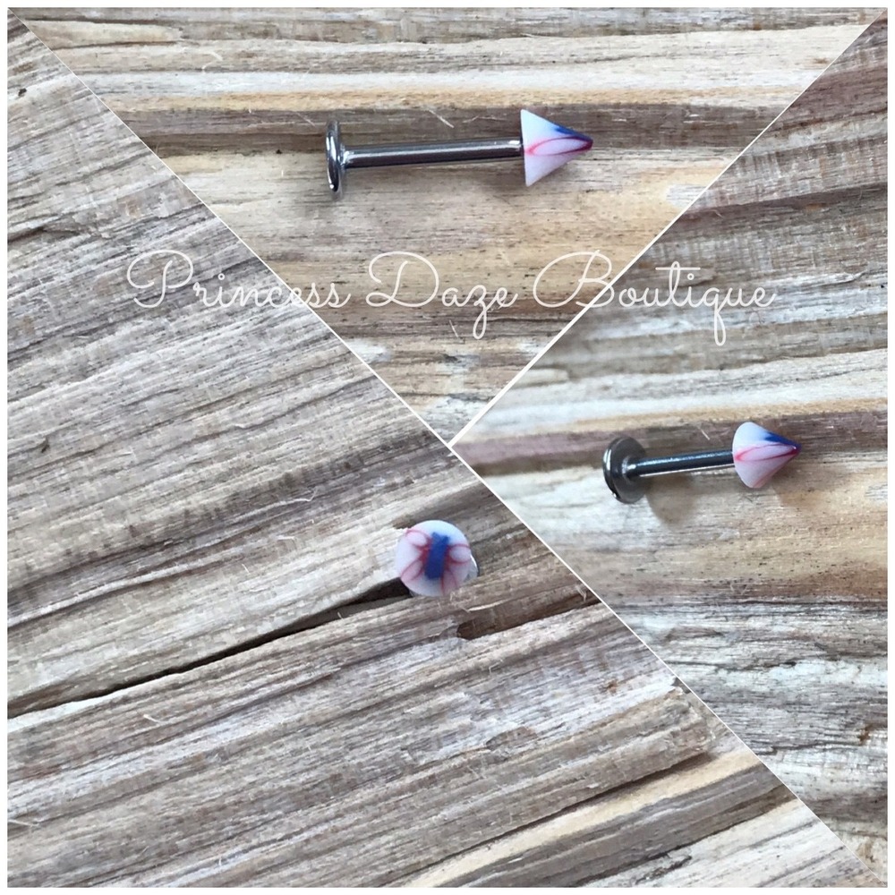 Conical Spike Earring Labret Lip Tragus Piercing Jewelry Blue White Red